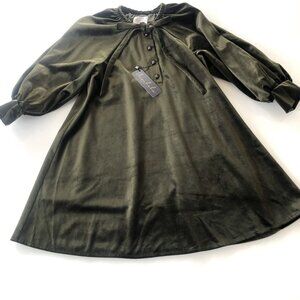 🆕NWT Aisabobo Canada Olive Green Velvet Dress